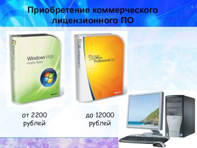 Приобретение коммерческого лицензионного ПО от 2200 рублей до 12000 рублей