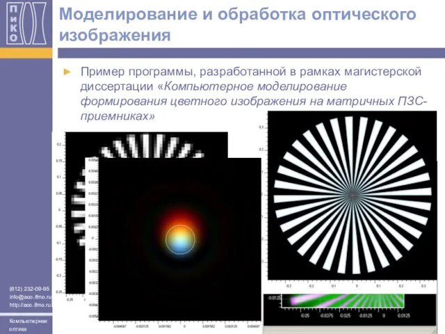 Моделирование и обработка оптического изображения Пример программы, разработанной в рамках магистерской диссертации