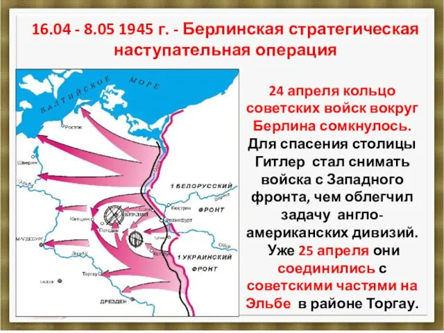 16.04 - 8.05 1945 г. - Берлинская стратегическая наступательная операция 24 апреля