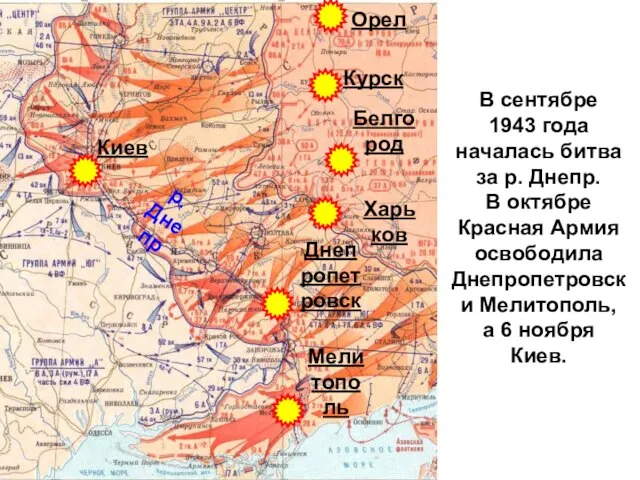 В сентябре 1943 года началась битва за р. Днепр. В октябре Красная