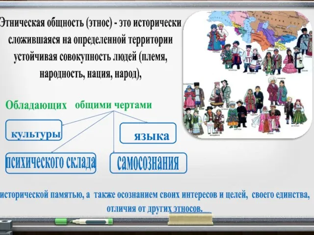 Этническая общность (этнос) - это исторически сложившаяся на определенной территории устойчивая совокупность