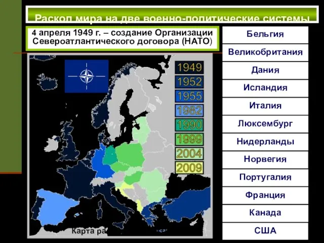 Раскол мира на две военно-политические системы 4 апреля 1949 г. – создание