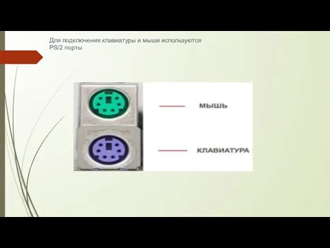 Для подключения клавиатуры и мыши используются PS/2 порты