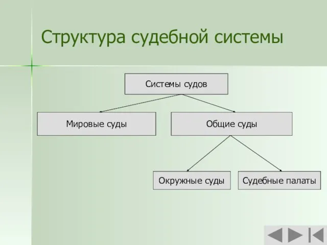 Структура судебной системы Системы судов Системы судов Мировые суды Общие суды Окружные суды Судебные палаты