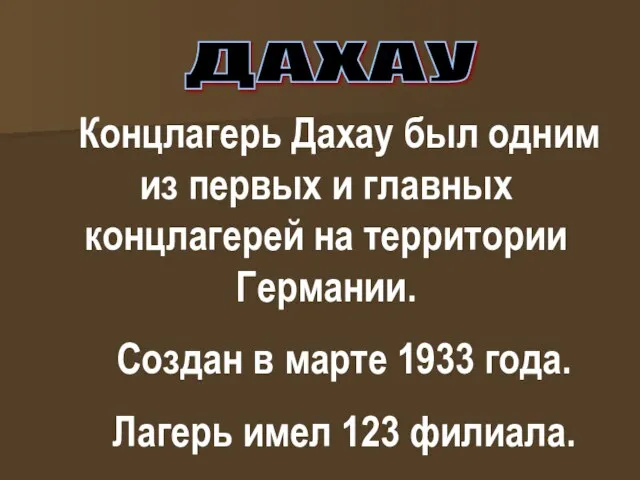 Концлагерь Дахау был одним из первых и главных концлагерей на территории Германии.