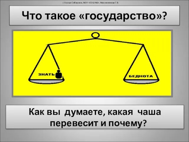 Что такое «государство»? Как вы думаете, какая чаша перевесит и почему? г.Усолье-Сибирское,