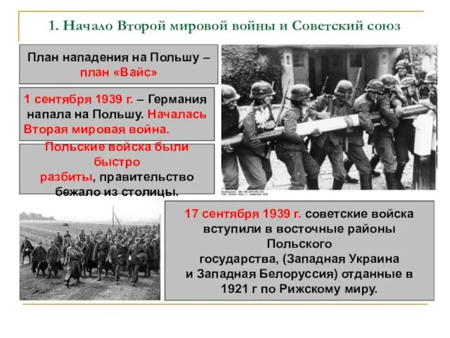1. Начало Второй мировой войны и Советский союз 1 сентября 1939 г.