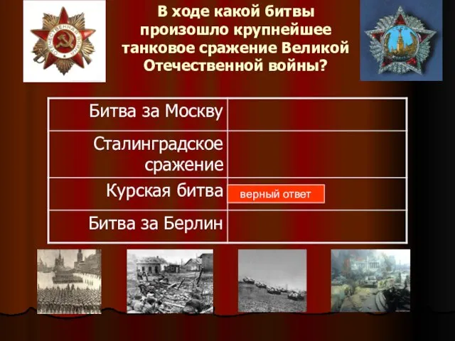 В ходе какой битвы произошло крупнейшее танковое сражение Великой Отечественной войны? верный ответ