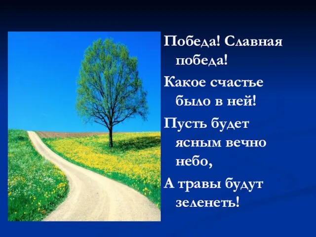 Победа! Славная победа! Какое счастье было в ней! Пусть будет ясным вечно