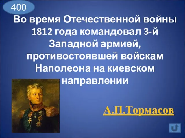 400 Во время Отечественной войны 1812 года командовал 3-й Западной армией, противостоявшей