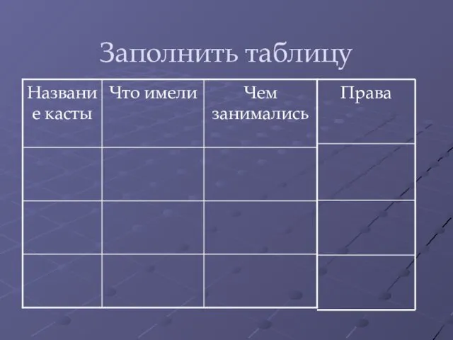 Заполнить таблицу