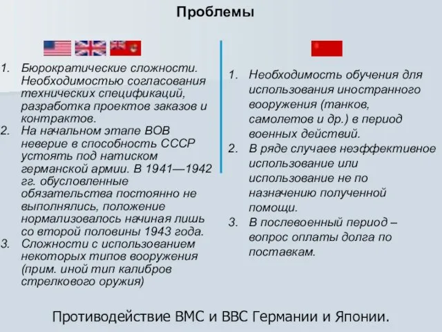 Проблемы Бюрократические сложности. Необходимостью согласования технических спецификаций, разработка проектов заказов и контрактов.