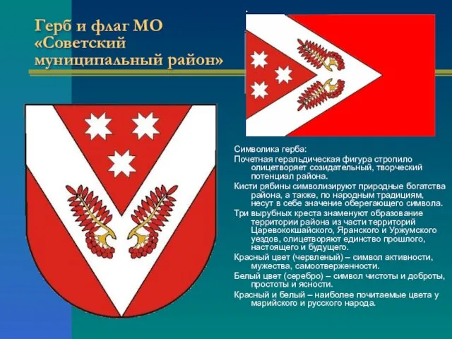 Герб и флаг МО «Советский муниципальный район» Символика герба: Почетная геральдическая фигура