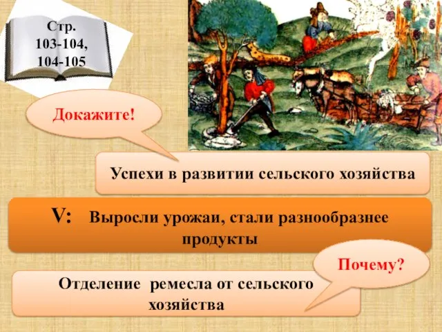 Стр. 103-104, 104-105 V: Выросли урожаи, стали разнообразнее продукты Успехи в развитии