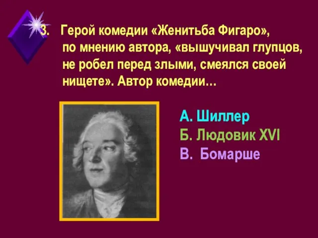 Герой комедии «Женитьба Фигаро», по мнению автора, «вышучивал глупцов, не робел перед