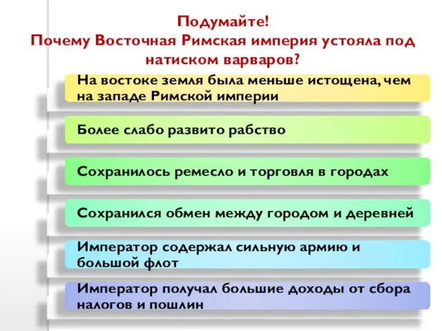 Подумайте! Почему Восточная Римская империя устояла под натиском варваров?