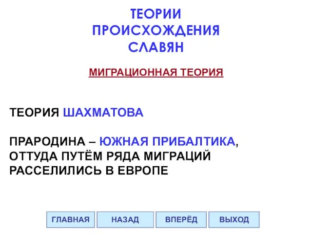 ТЕОРИЯ ШАХМАТОВА ПРАРОДИНА – ЮЖНАЯ ПРИБАЛТИКА, ОТТУДА ПУТЁМ РЯДА МИГРАЦИЙ РАССЕЛИЛИСЬ В