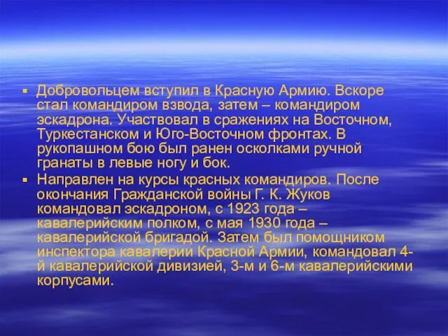 Добровольцем вступил в Красную Армию. Вскоре стал командиром взвода, затем – командиром