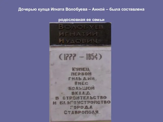 Дочерью купца Игната Волобуева – Анной – была составлена родословная ее семьи