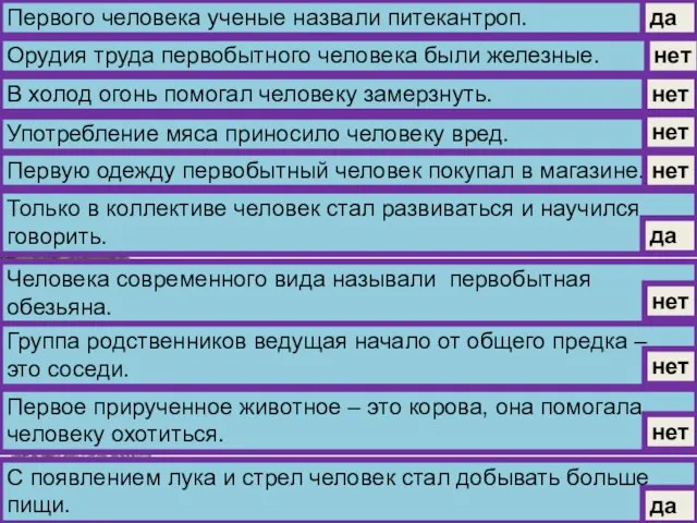 Первого человека ученые назвали питекантроп. Орудия труда первобытного человека были железные. В