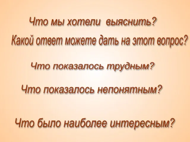 Что мы хотели выяснить? Какой ответ можете дать на этот вопрос? Что