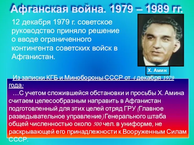 Афганская война. 1979 – 1989 гг. 12 декабря 1979 г. советское руководство