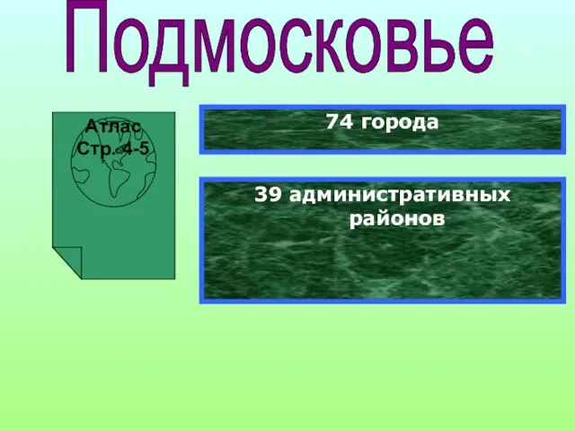 Подмосковье Атлас Стр. 4-5 74 города 39 административных районов