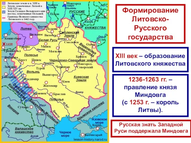 Формирование Литовско-Русского государства XIII век – образование Литовского княжества 1236-1263 гг. –