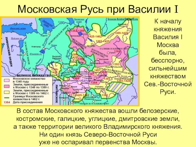 Московская Русь при Василии I К началу княжения Василия I Москва была,