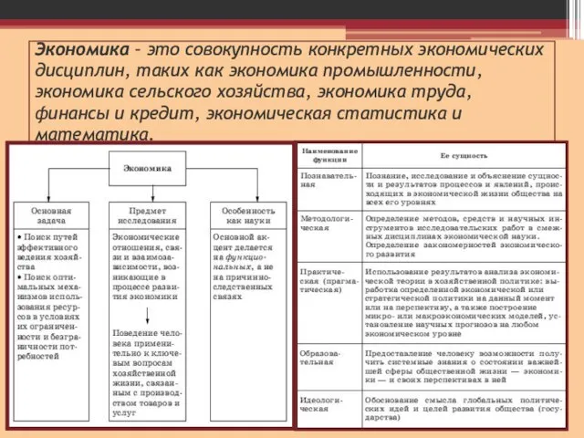 Экономика – это совокупность конкретных экономических дисциплин, таких как экономика промышленности, экономика