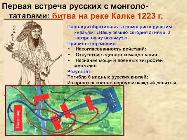 Первая встреча русских с монголо-татарами: битва на реке Калке 1223 г. Половцы