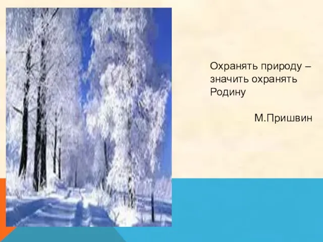 Охранять природу – значить охранять Родину М.Пришвин