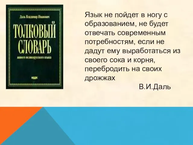 Язык не пойдет в ногу с образованием, не будет отвечать современным потребностям,