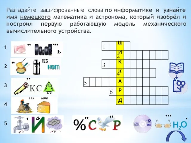 Разгадайте зашифрованные слова по информатике и узнайте имя немецкого математика и астронома,