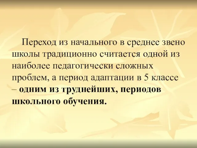 Переход из начального в среднее звено школы традиционно считается одной из наиболее