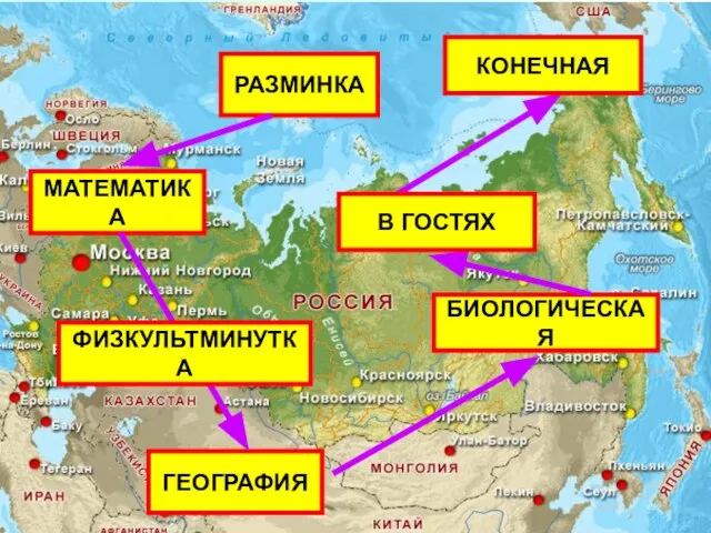 РАЗМИНКА МАТЕМАТИКА ГЕОГРАФИЯ БИОЛОГИЧЕСКАЯ КОНЕЧНАЯ ФИЗКУЛЬТМИНУТКА В ГОСТЯХ