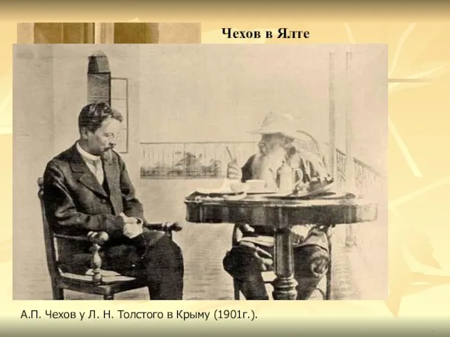Чехов в Ялте . А.П. Чехов у Л. Н. Толстого в Крыму (1901г.).