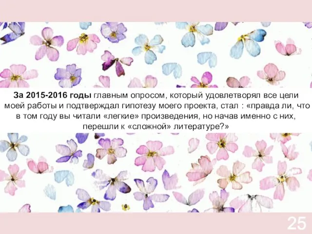 25 За 2015-2016 годы главным опросом, который удовлетворял все цели моей работы