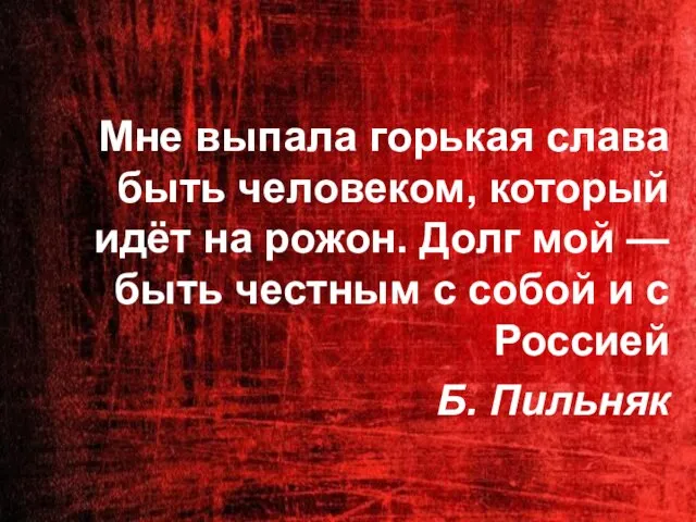 Мне выпала горькая слава быть человеком, который идёт на рожон. Долг мой