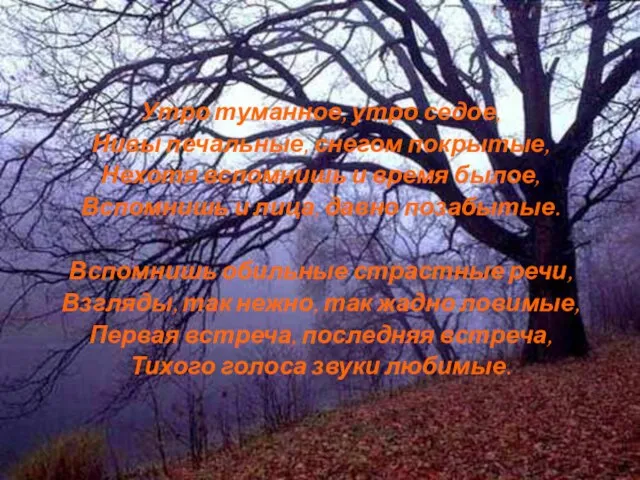 Утро туманное, утро седое, Нивы печальные, снегом покрытые, Нехотя вспомнишь и время