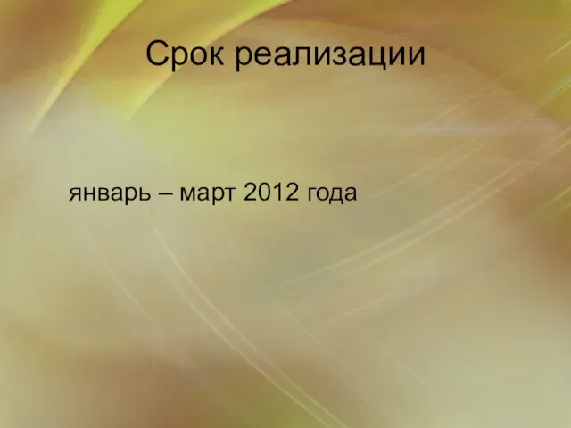 Срок реализации январь – март 2012 года