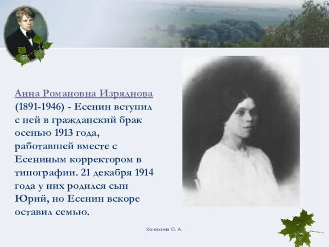 Конахина О. А. Анна Романовна Изряднова (1891-1946) - Есенин вступил с ней