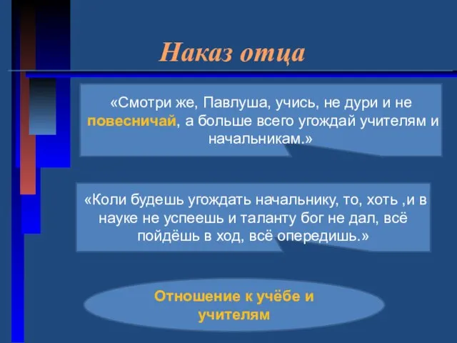 Наказ отца «Смотри же, Павлуша, учись, не дури и не повесничай, а