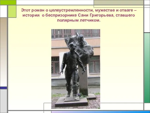 Этот роман о целеустремленности, мужестве и отваге – история о беспризорнике Сани Григорьева, ставшего полярным летчиком.