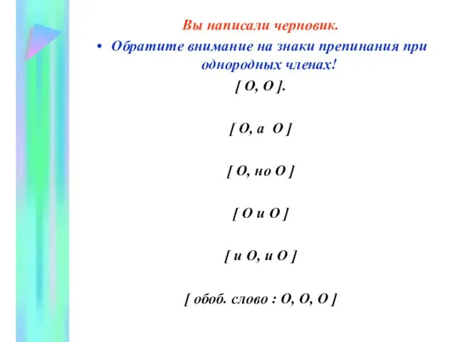 Вы написали черновик. Обратите внимание на знаки препинания при однородных членах! [