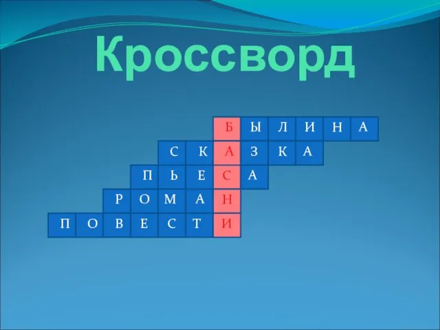 Кроссворд П О В Е С Т И П Ь Е С