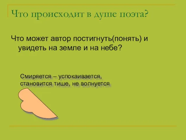 Что происходит в душе поэта? Что может автор постигнуть(понять) и увидеть на