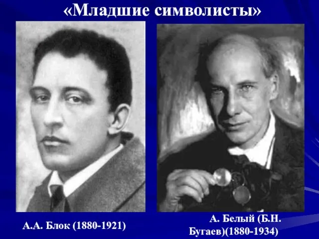 А.А. Блок (1880-1921) «Младшие символисты» А. Белый (Б.Н.Бугаев)(1880-1934)