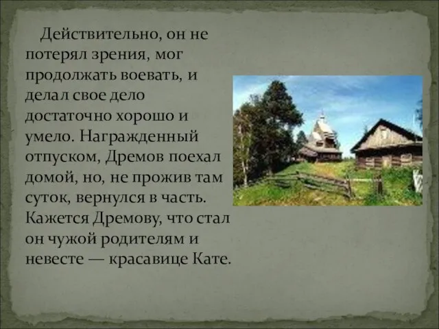 Действительно, он не потерял зрения, мог продолжать воевать, и делал свое дело