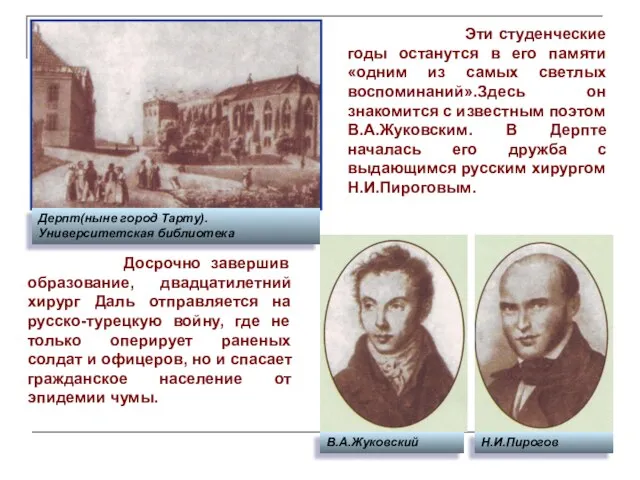 Н.И.Пирогов Дерпт(ныне город Тарту). Университетская библиотека Эти студенческие годы останутся в его